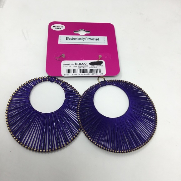 District L.A. Cobalt Blue Beaded Statement Hoops - Picture 4 of 6